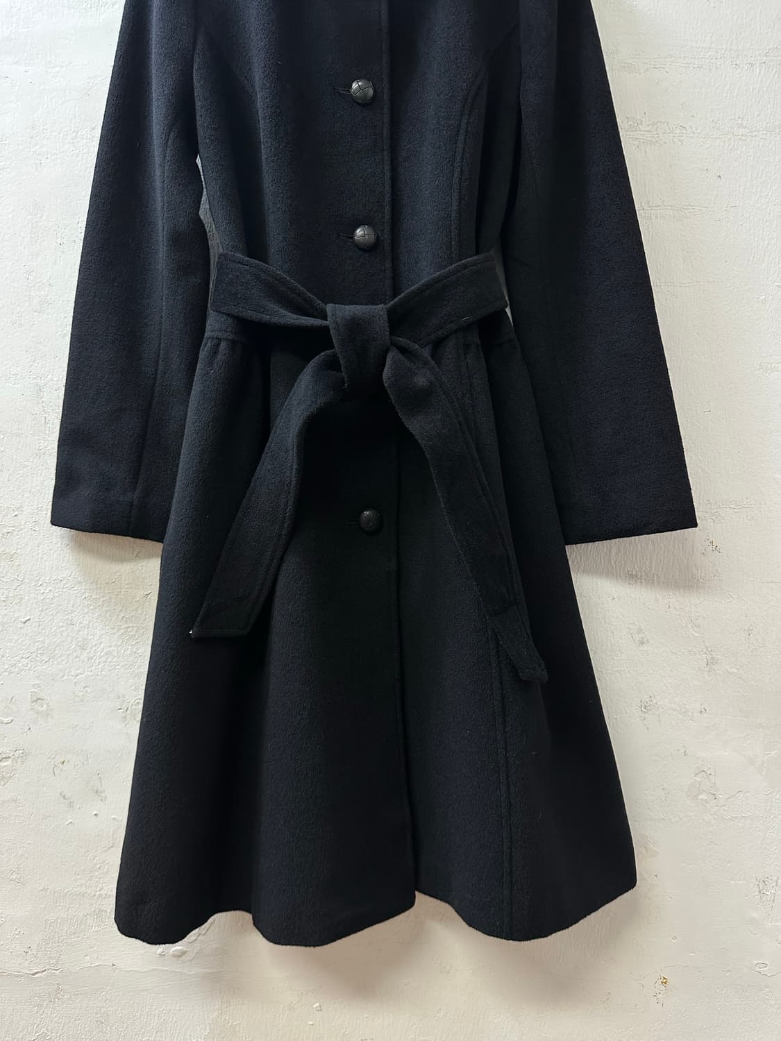 일본빈티지 Private Label 양모울 앙고라 플레어 블랙 코트  상품이미지3