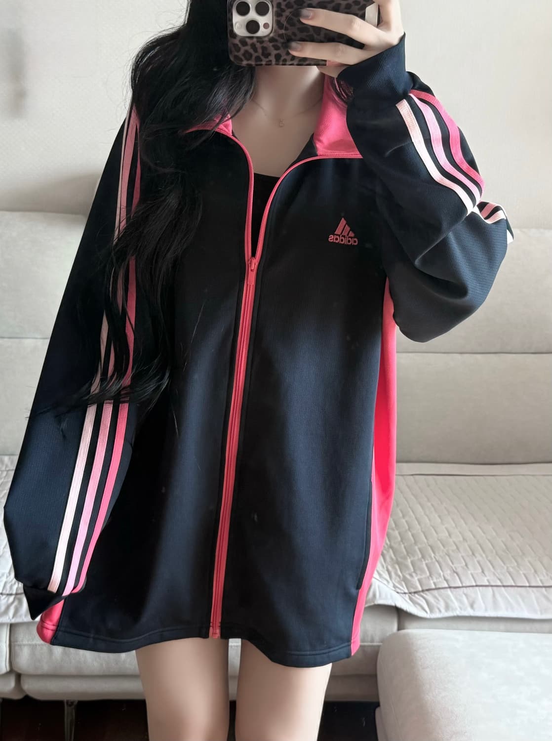 아디다스 일본 그라데이션 블랙핑크 져지 상품이미지1