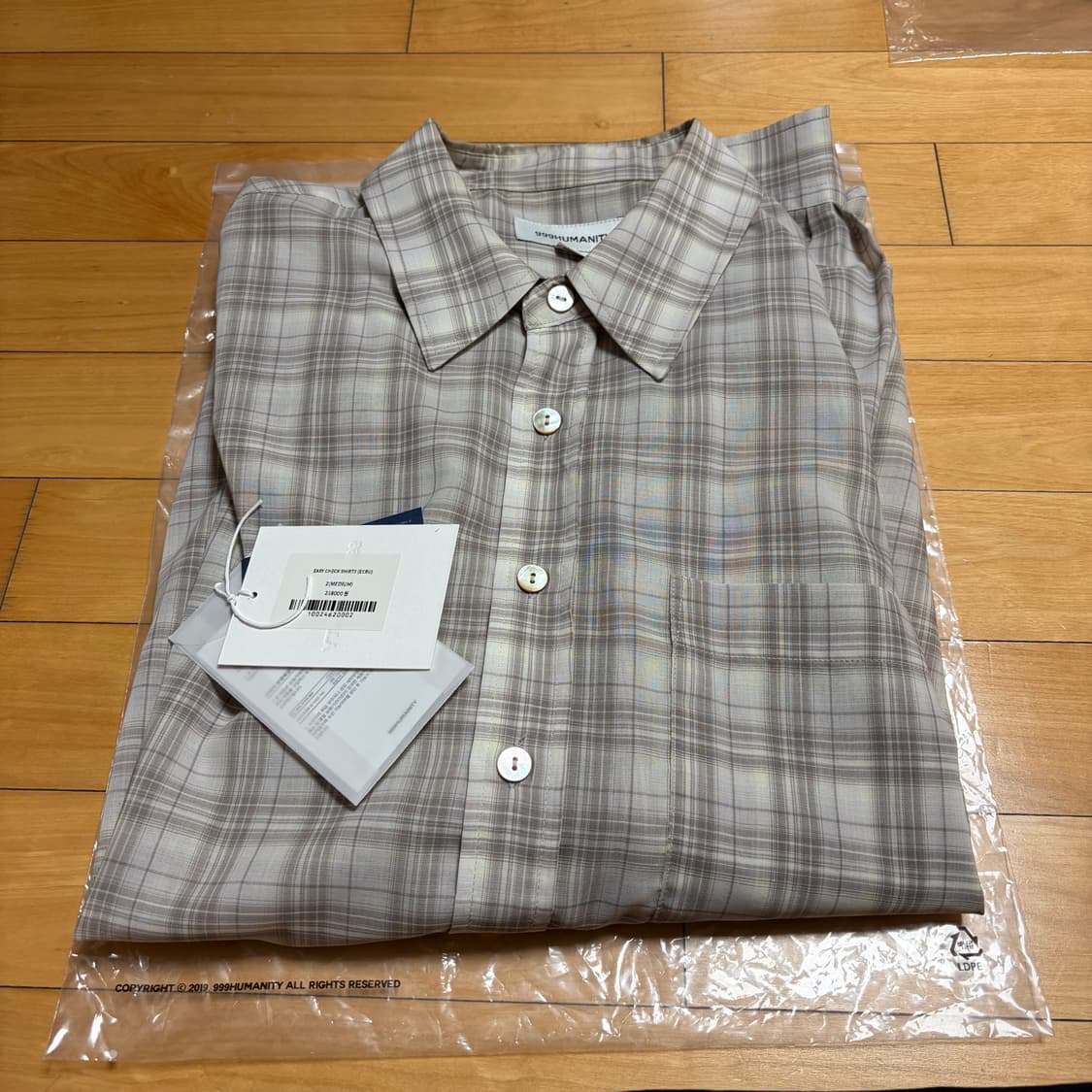 (2) 999휴머니티 이지 체크 셔츠 에크루 상품이미지2