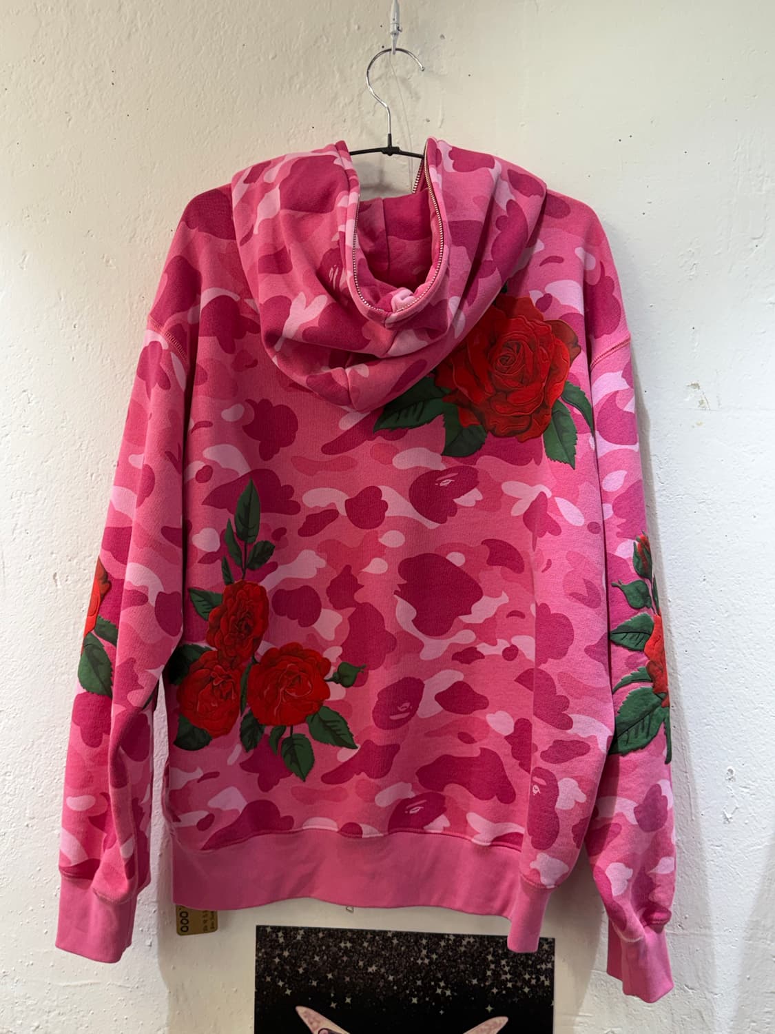 베이프X안티소셜클럽 어 베이싱 에이프 풀 집 후드 핑크 상품이미지2