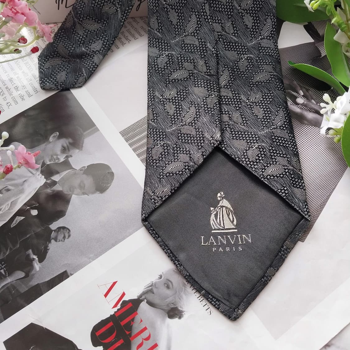 랑방 실크 자카드 나뭇잎 패턴 넥타이 9.5cm A+등급 K1722
 상품이미지9