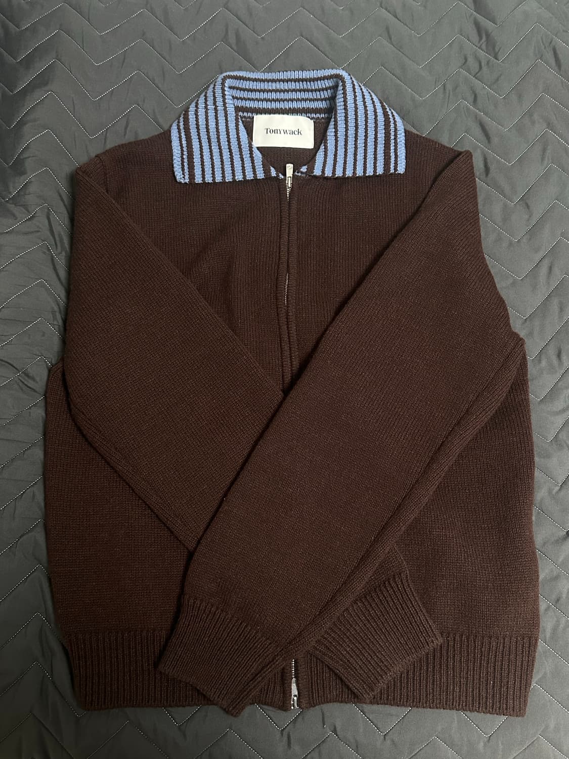 토니웩 콘트라스트 집업 블루종 브라운 상품이미지2