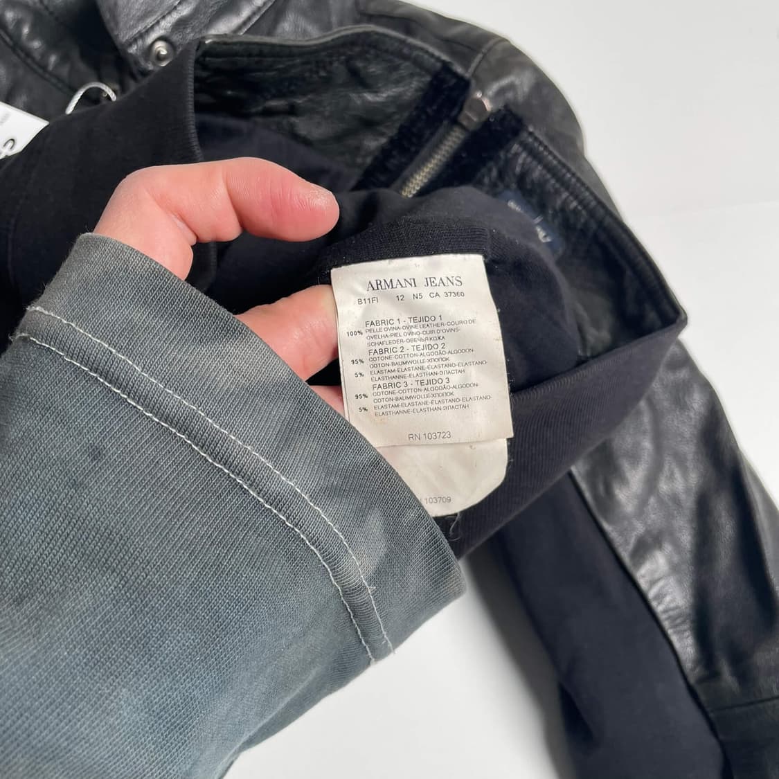 Armani jeans 레더&져지 자켓 (italy)   상품이미지9