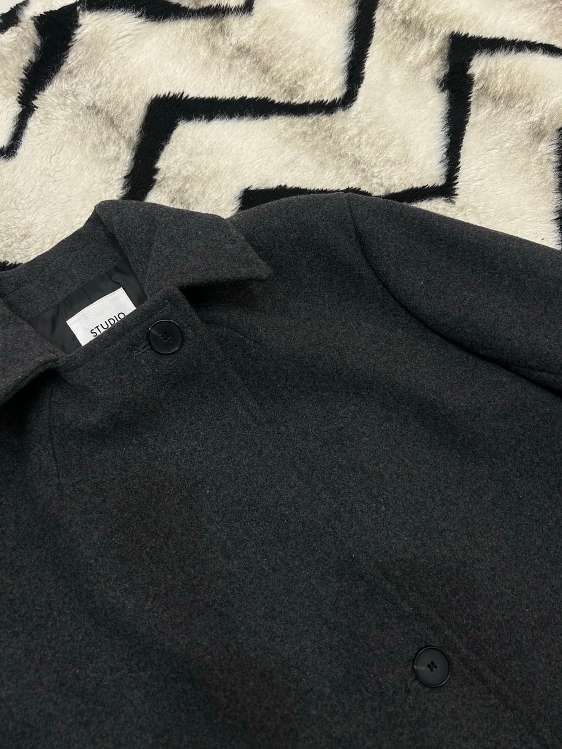 [여성55]스튜디오톰보이 울 카라 롱 코트/그레이 상품이미지1