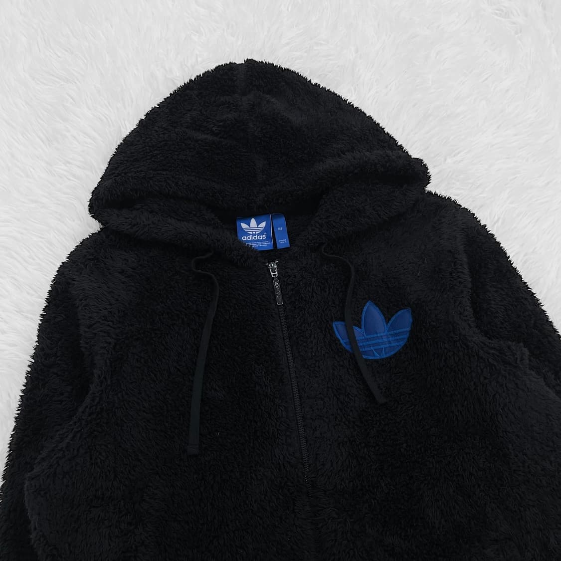 아디다스 빅 로고 후리스 후드집업 블랙 상품이미지3