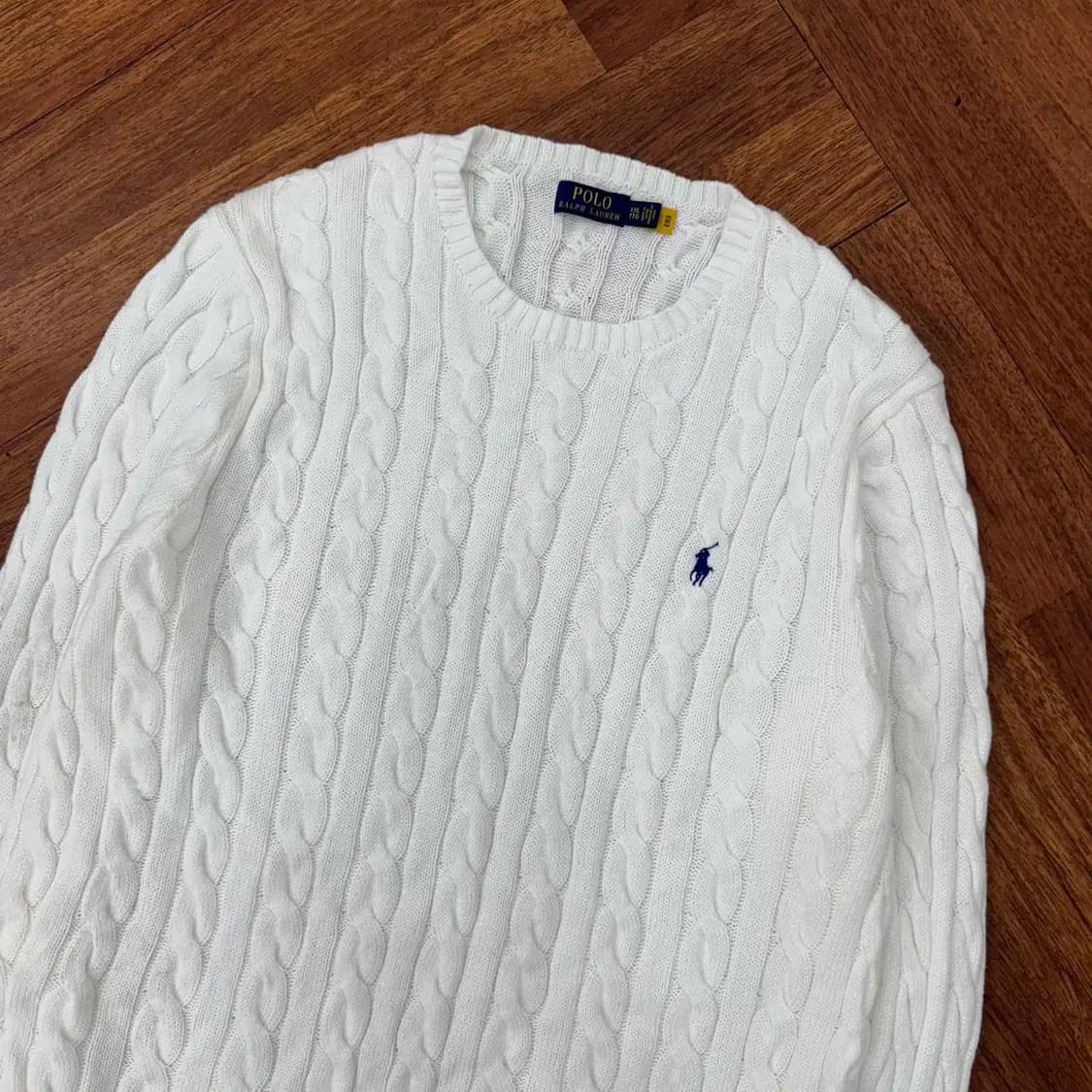 2XL(110) 폴로 랄프로렌 화이트 케이블 라운드 니트  상품이미지2