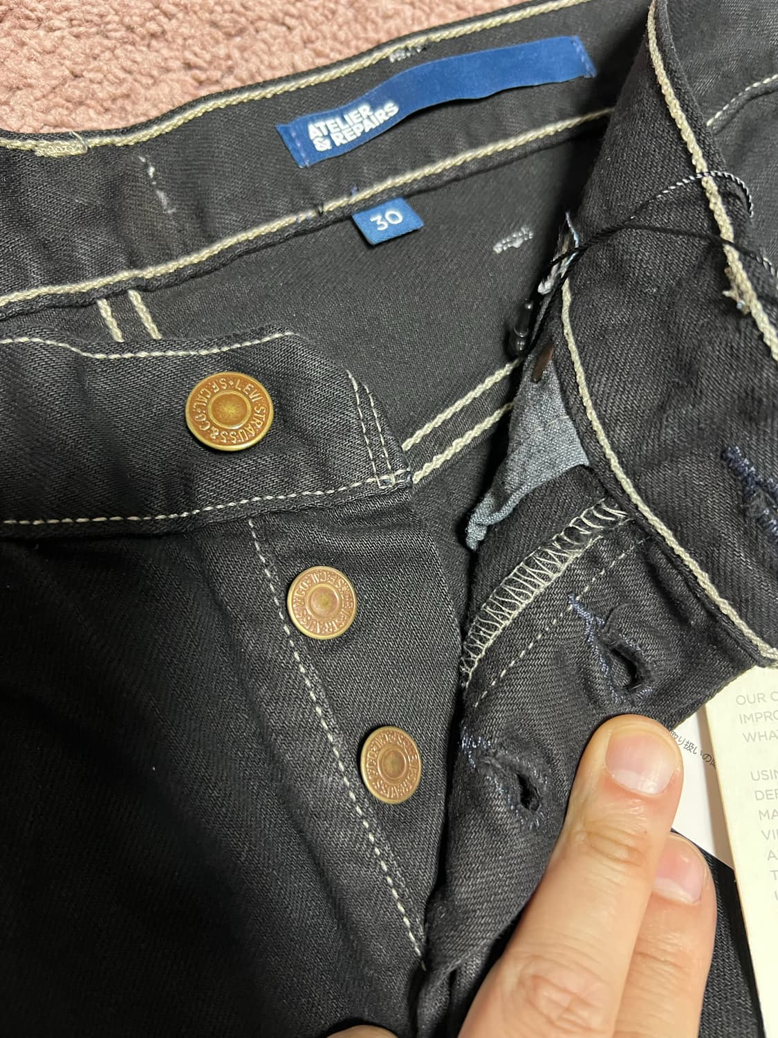 아뜰리에리페어 블랙 데님 팬츠 상품이미지3