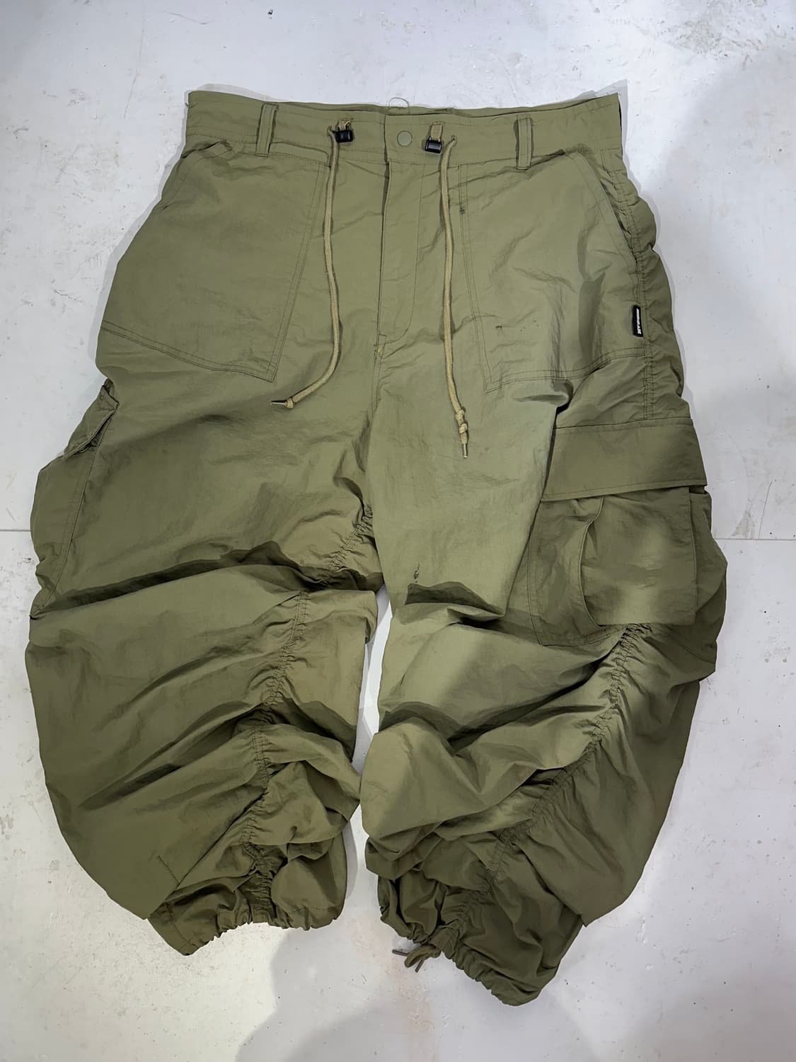 엑스톤즈 곱창 와이드 벌룬 올리브 카키 카고 팬츠 L 상품이미지4