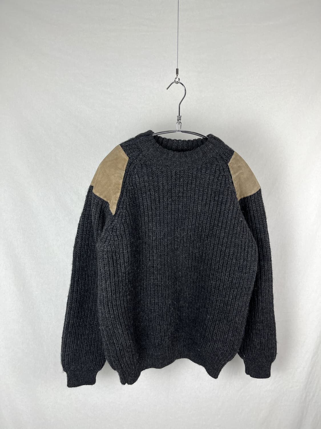 90s Vintage (maede in uk) 헤비 울 가죽패치 니트  상품이미지2
