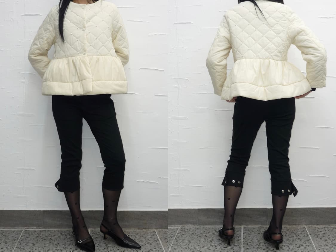 white quilted flare jumper 상품이미지2