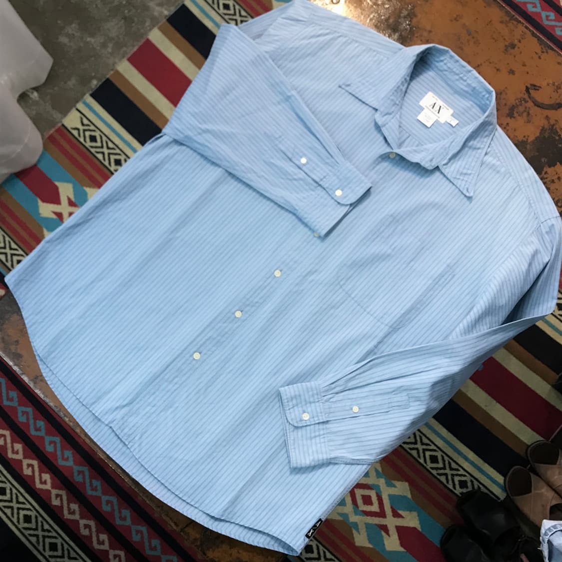 아르마니 익스체인지 블루 더블 스트라이프 셔츠 남성 115 빅사이즈 상품이미지2