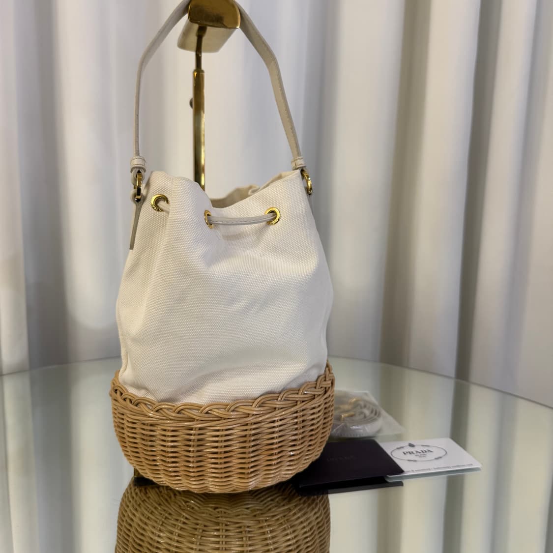 프라다 라탄 미니 버킷백 크로스백 1BH115 상품이미지5