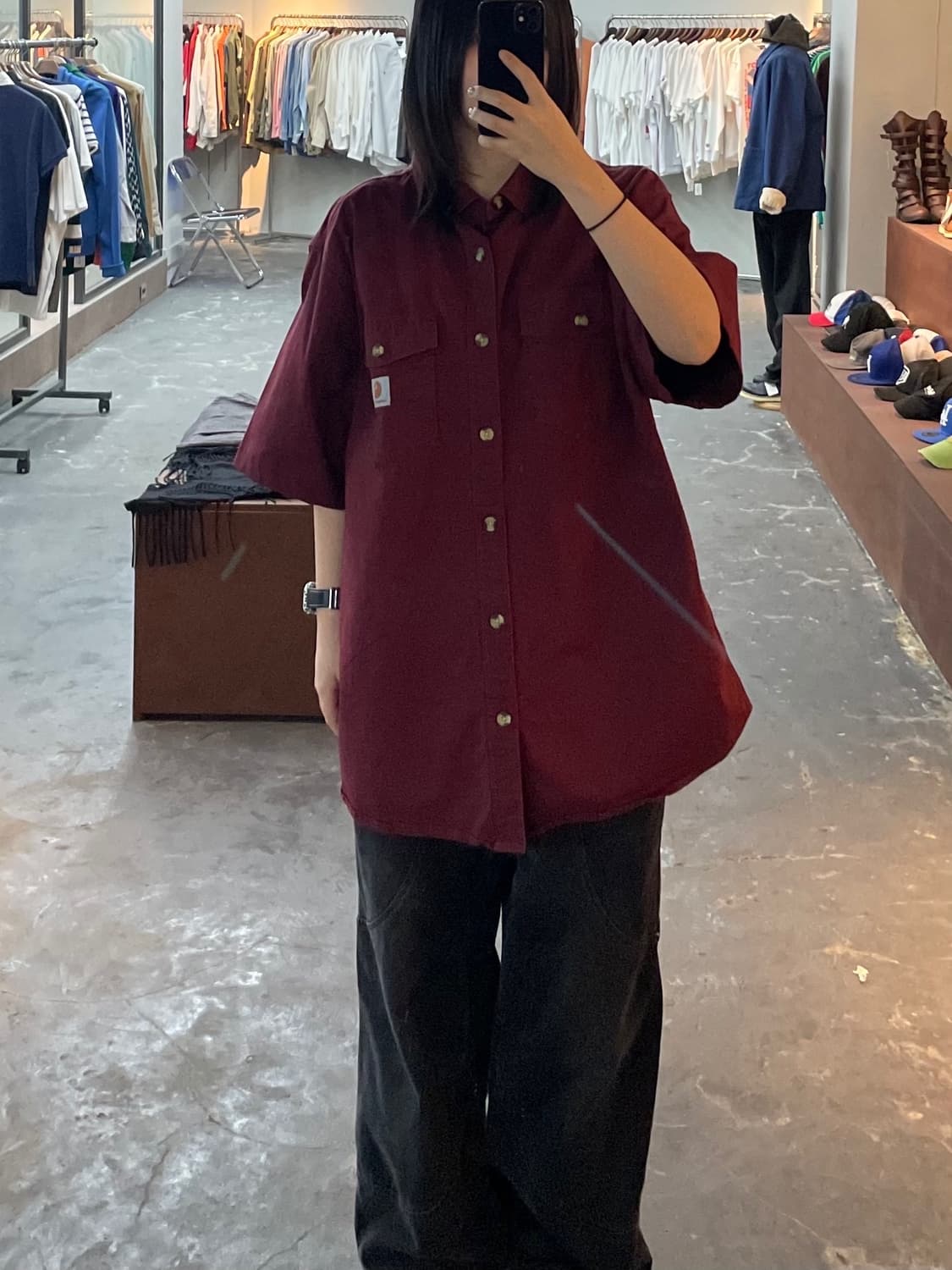 칼하트 버건디 레귤러핏 셔츠 H1235 상품이미지1