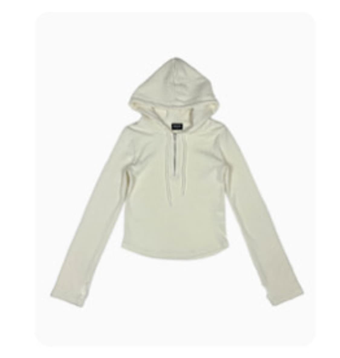 본슬리피 크롭 하프집업 와플 후드티 상품이미지1