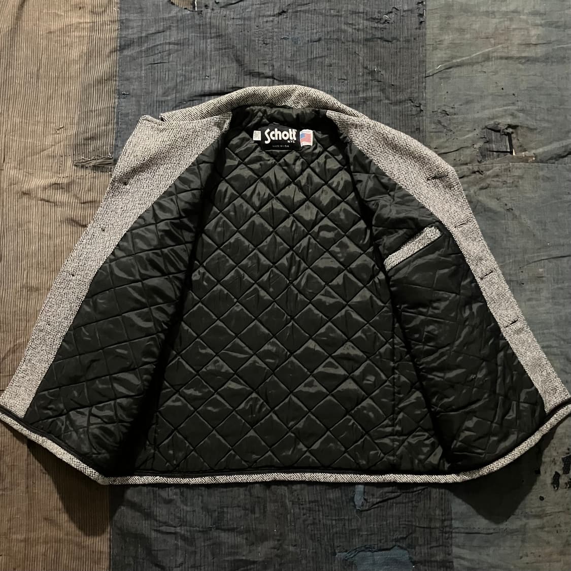 90s USA 쇼트 Schott 울 4버튼 싱글 하프 피코트 상품이미지4