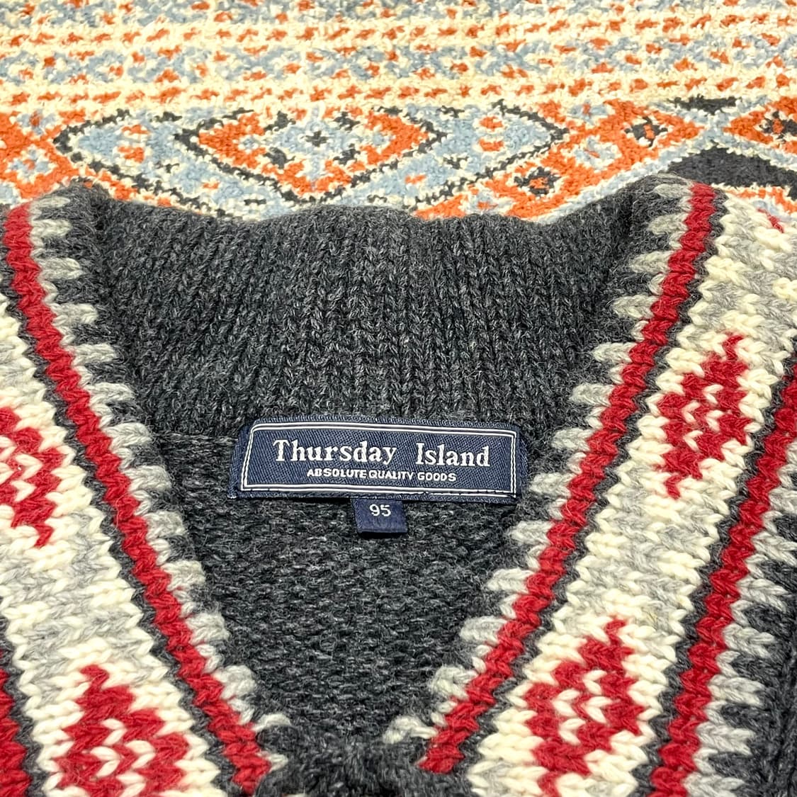 썰스데이아일랜드 노르딕패턴 차콜 방울 울 니트 여성95  상품이미지3