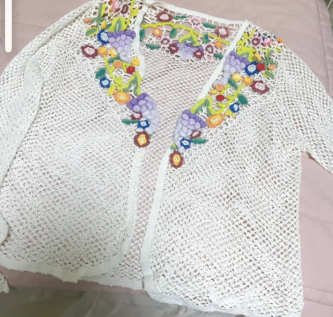 일본 빈티지 하구미 여름 그물 가디건 모리걸 히피 에스닉 우라 지구네 상품이미지3