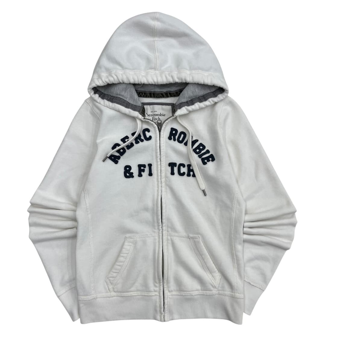아베크롬비 딱붙핏 네이비패치 화이트 후드집업 M 상품이미지2