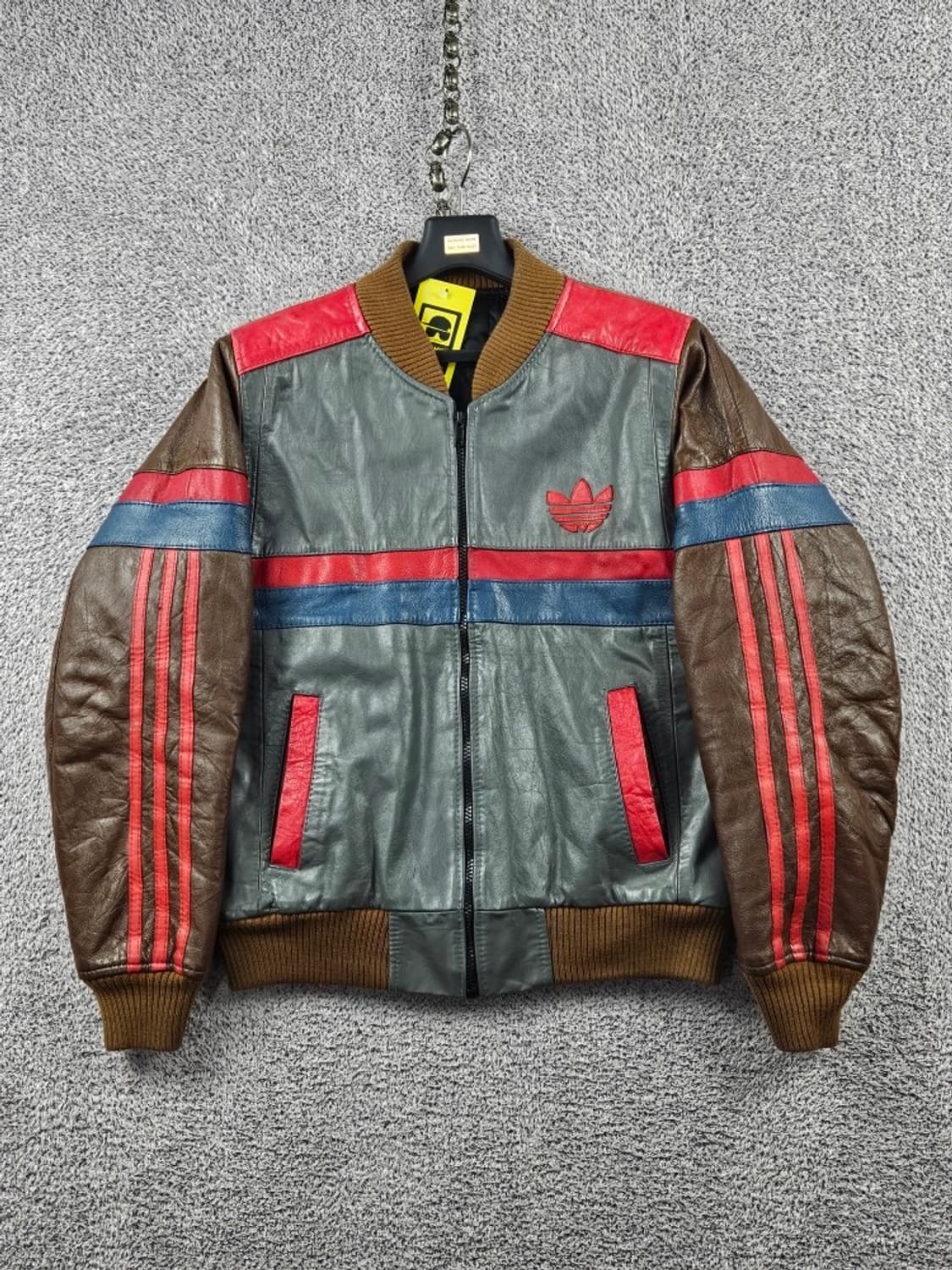 80's 아디다스 빈티지 파이어버드 레더 봄버 자켓 (M추정)/11365 상품이미지2