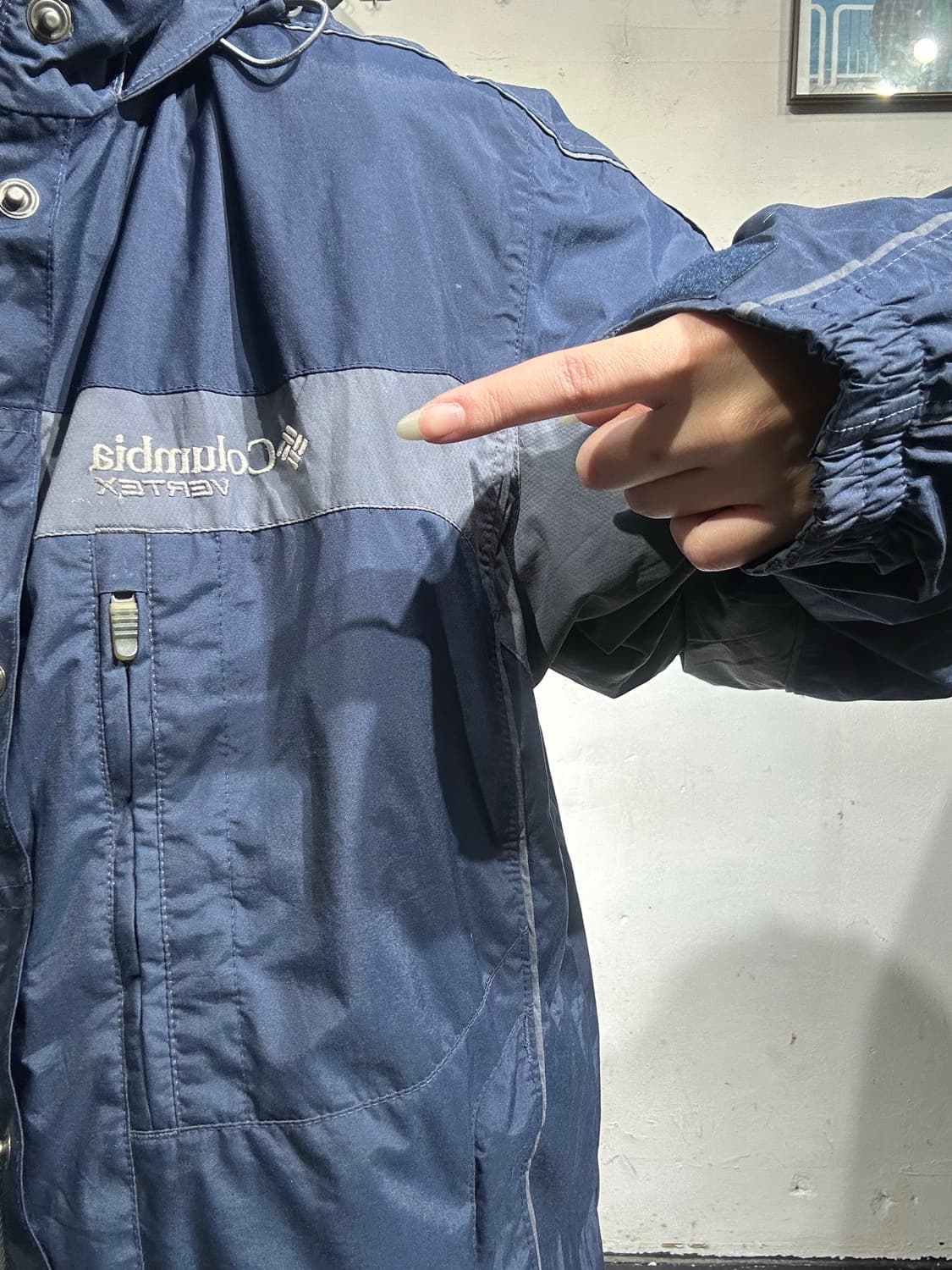 콜롬비아 네이비 내피 후리스 아웃도어 바람막이 고프코어 트랙 자켓 M 상품이미지4