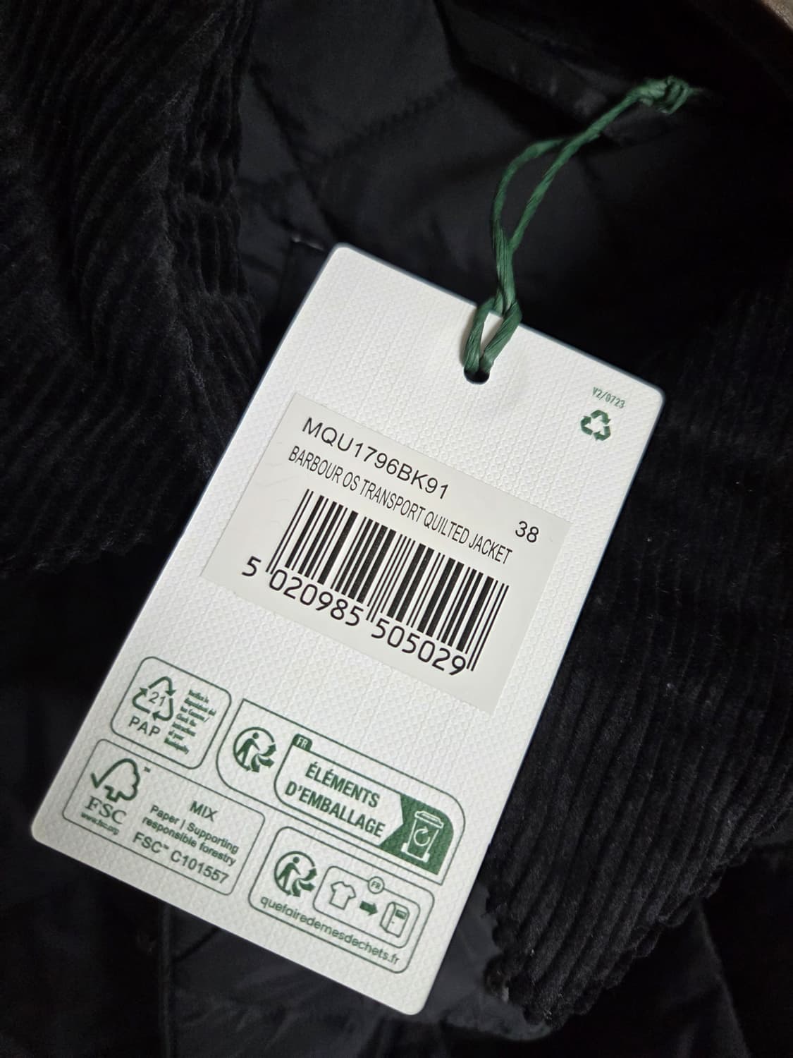 바버 트랜스포트 퀼팅 자켓 블랙 38사이즈 상품이미지3