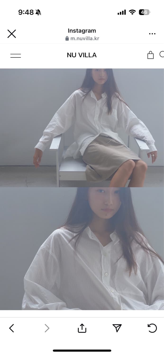 Ovneir 오버사이즈 스트라이프 셔츠 화이트 상품이미지3