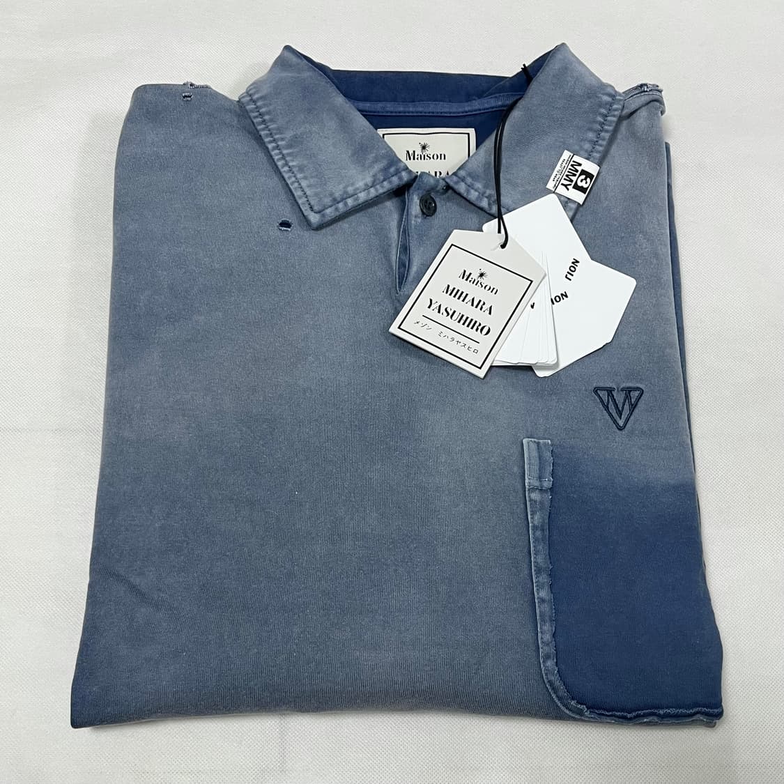 [48,52]미하라야스히로 26ss 선 페이드 폴로 티셔츠/블루 상품이미지4