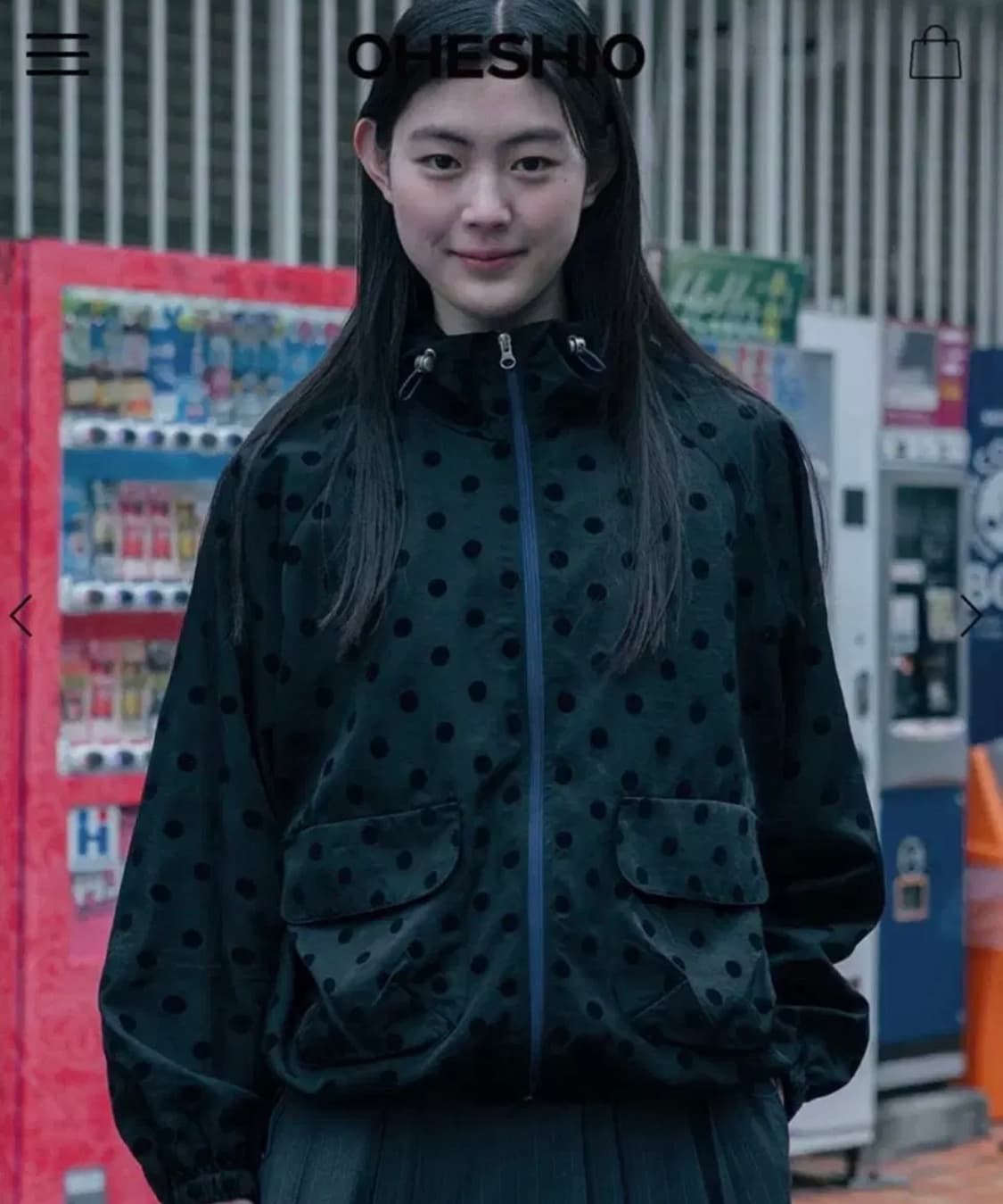 오헤시오 도트 프릴 후디드 윈드 브레이커 블랙 상품이미지4