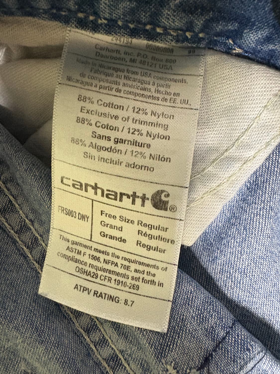 칼하트 청바지 free size 상품이미지2