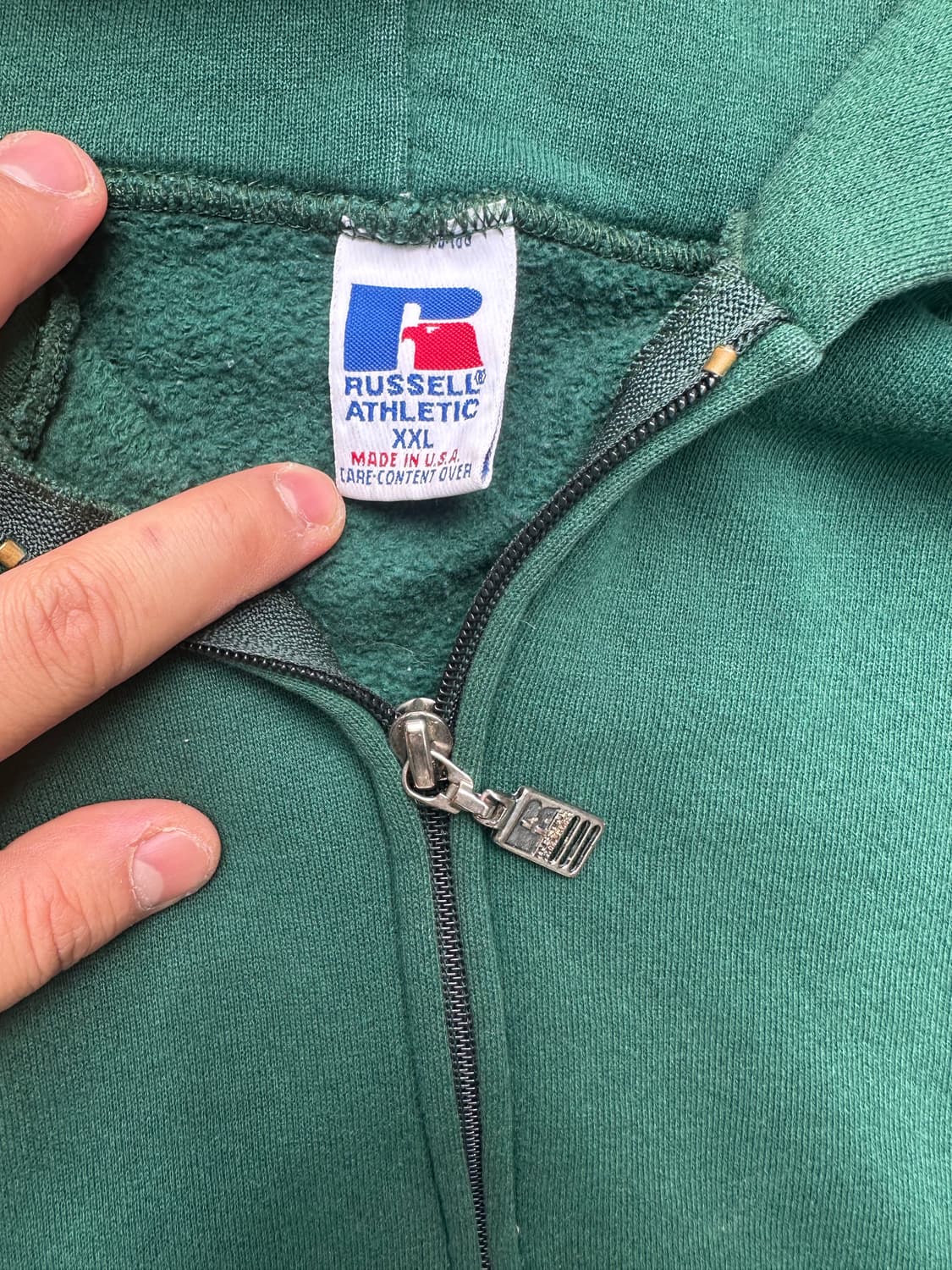  90s 빈티지 러셀 그린 후드집업 USA 상품이미지2