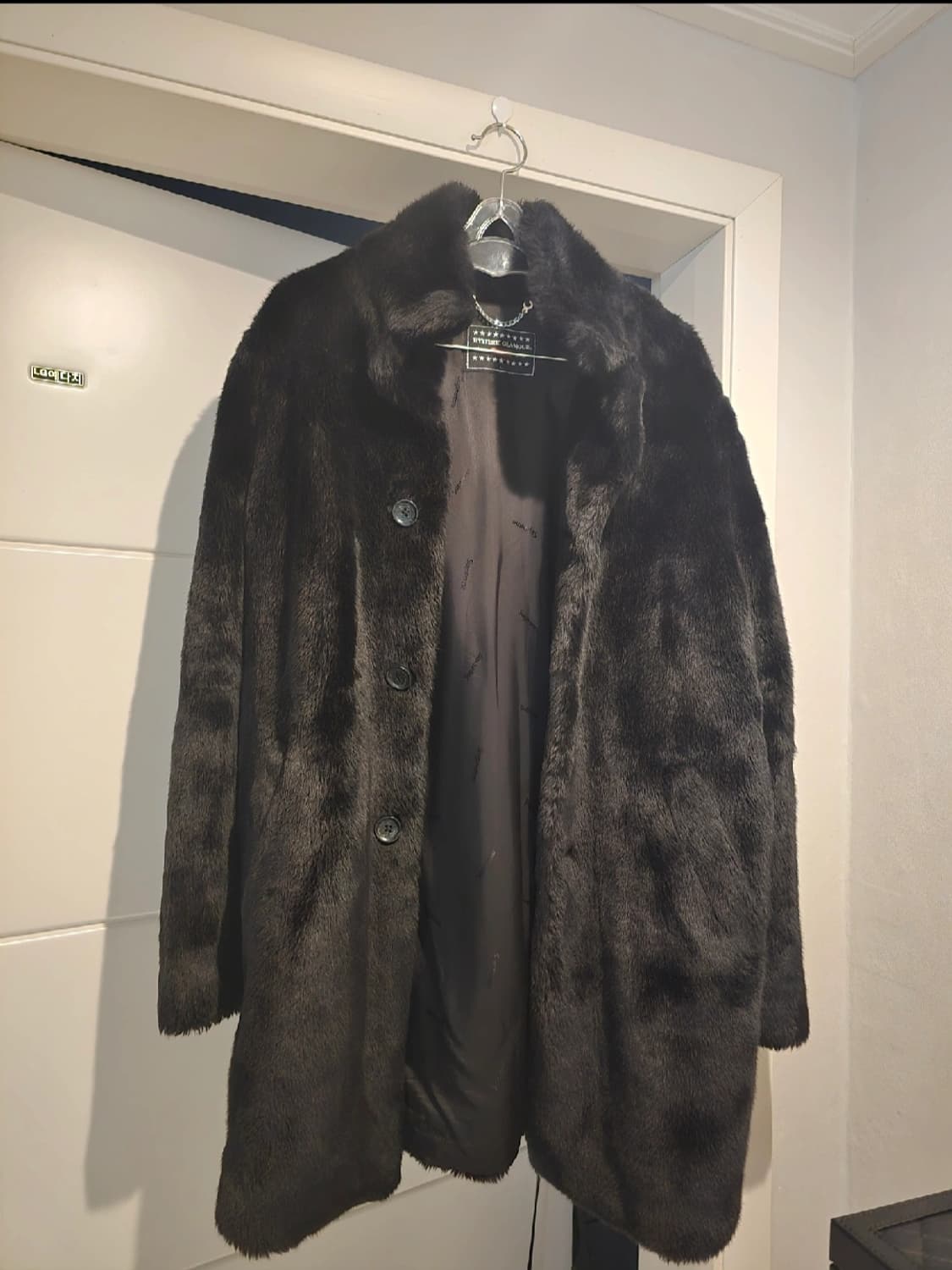 슈프림 x 히스테릭 글래머 블랙 퍼 코트 L 상품이미지1