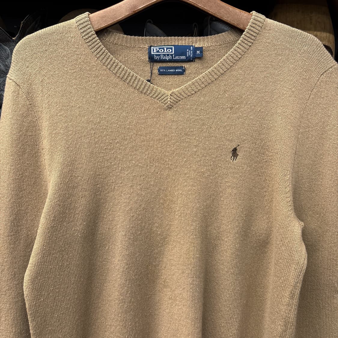 폴로 랄프로렌 브이넥 램스울 니트 스웨터 브라운 포니 자수 N316 상품이미지2