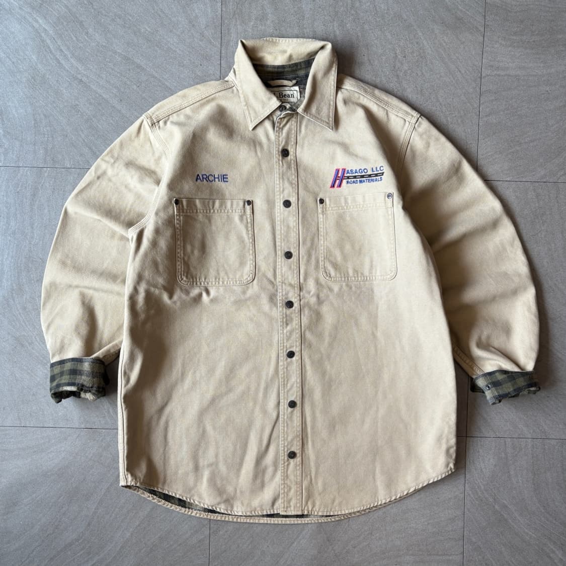 L.L.bean 엘엘빈 베이지 라이닝 체크 워크 셔츠 상품이미지1