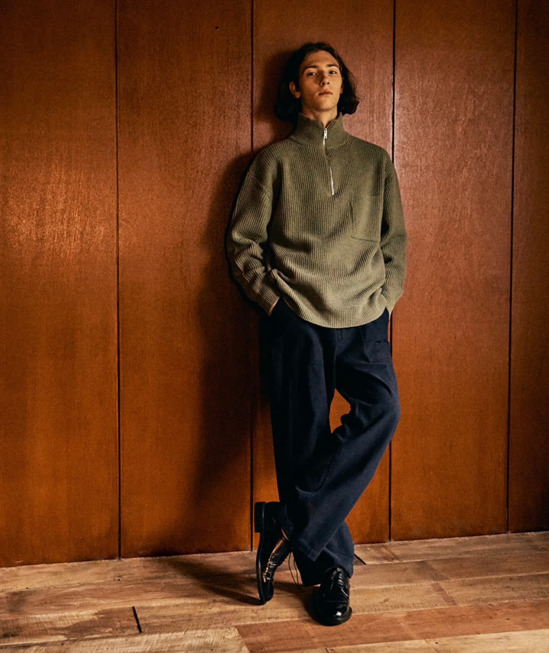 에스피오나지 하프집업 밀러 니트 스웨터 올리브 그린 L 상품이미지2