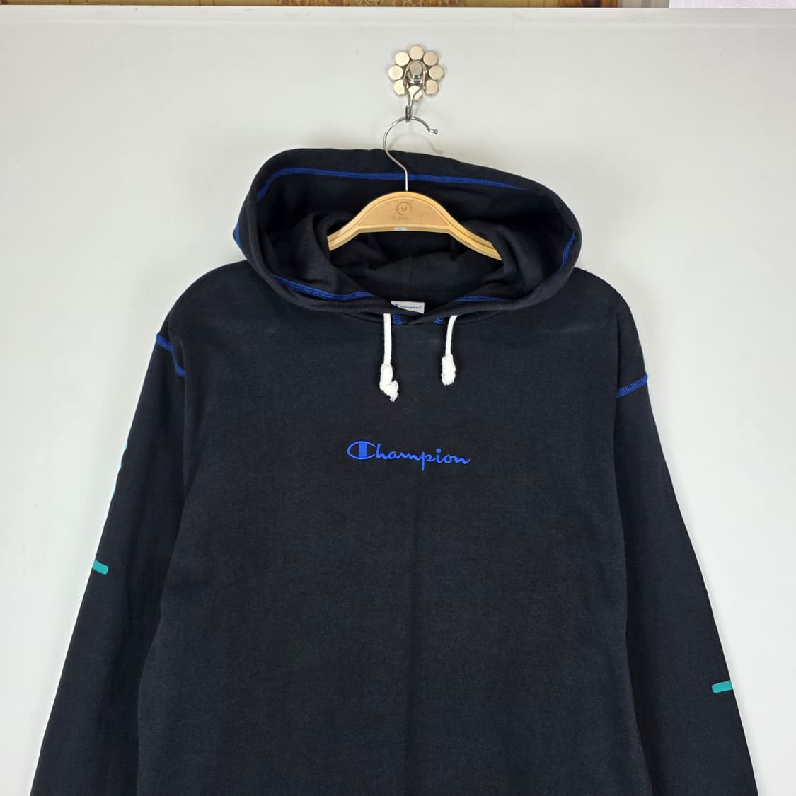 champion 블랙 로고 후드 티셔츠 상품이미지2