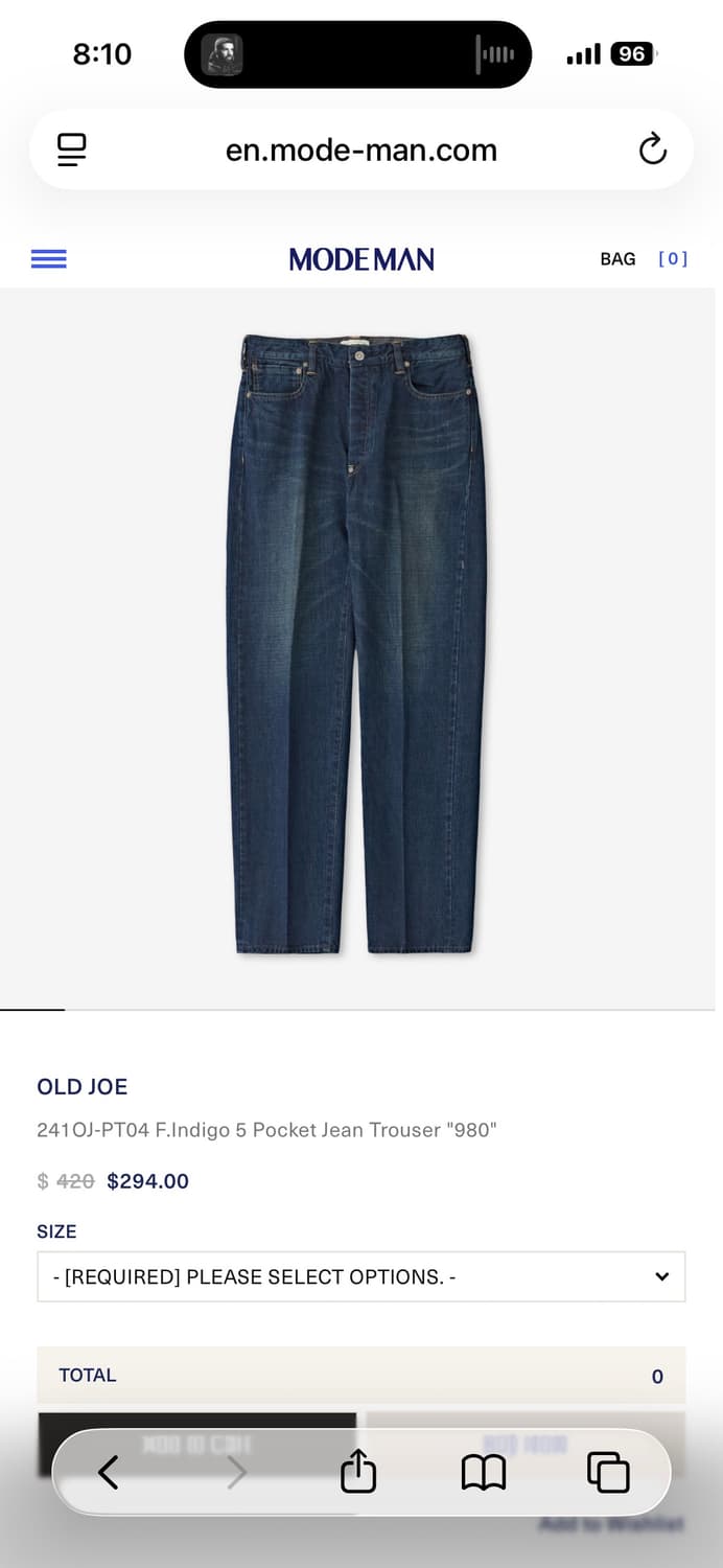 올드조 980 데님 5 pocket jean old joe 상품이미지1