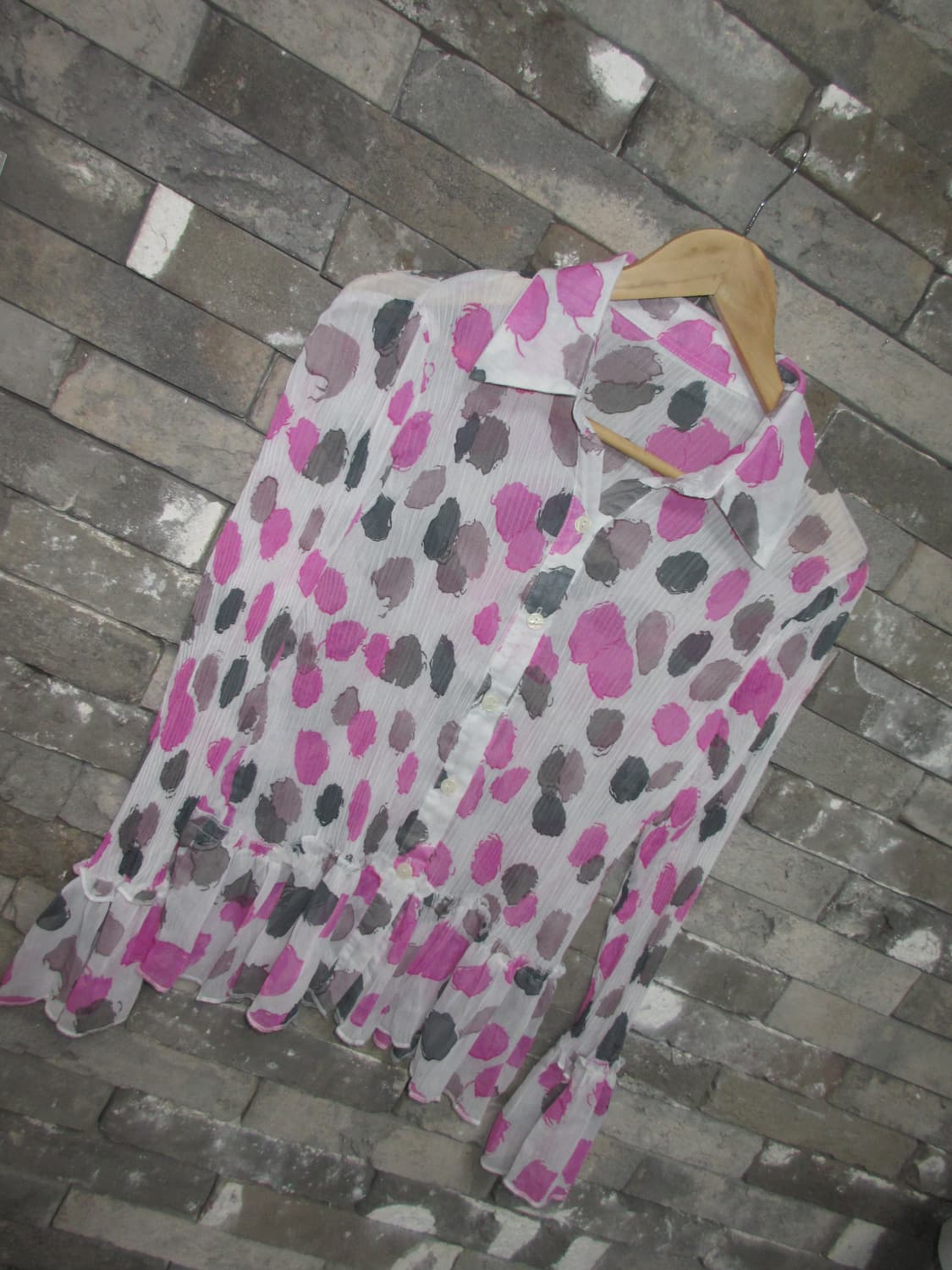 dot frill see-through shffon bl cardigan 상품이미지4