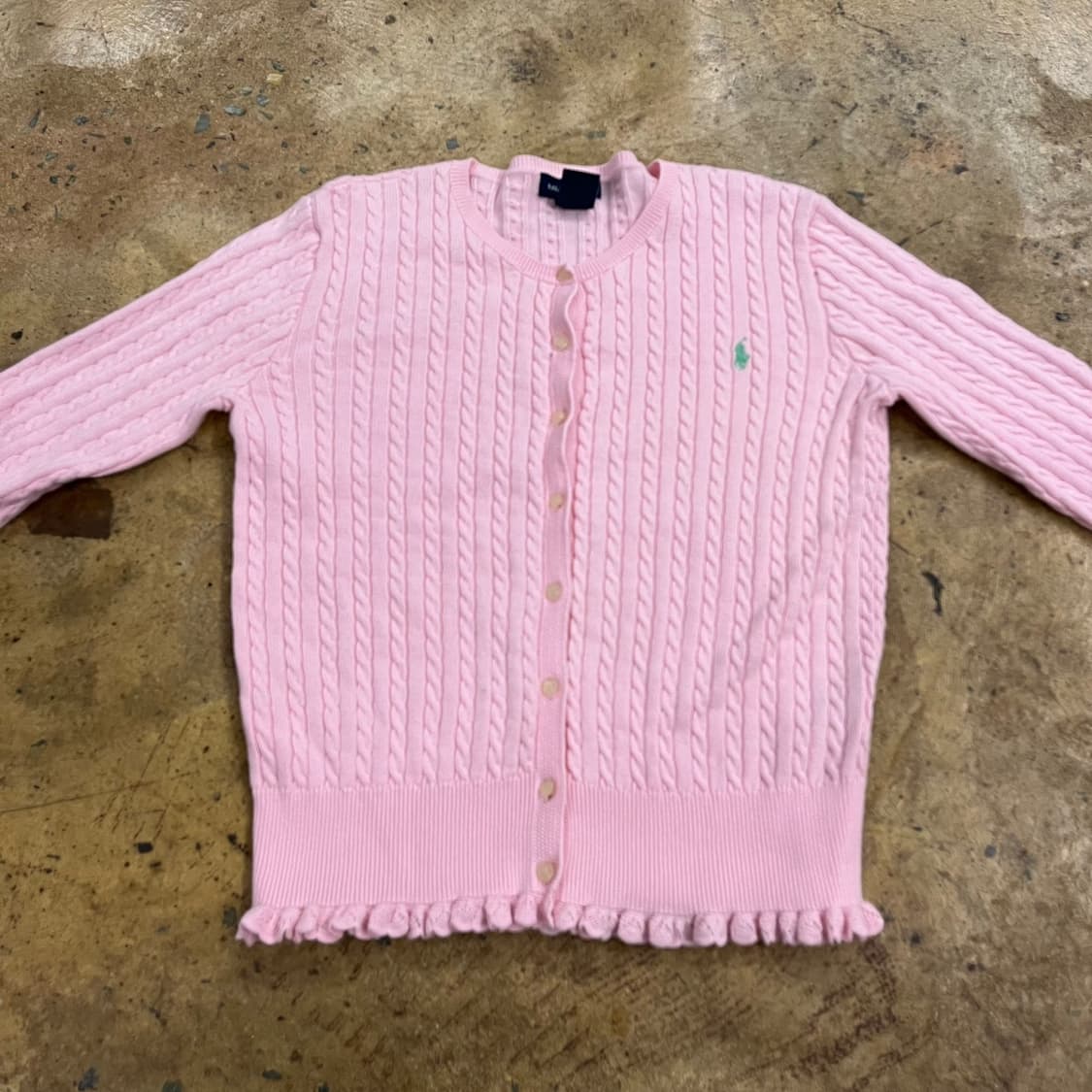 폴로 랄프로렌 딸기우유 핑크 꽈배기 프릴 니트 가디건  상품이미지3