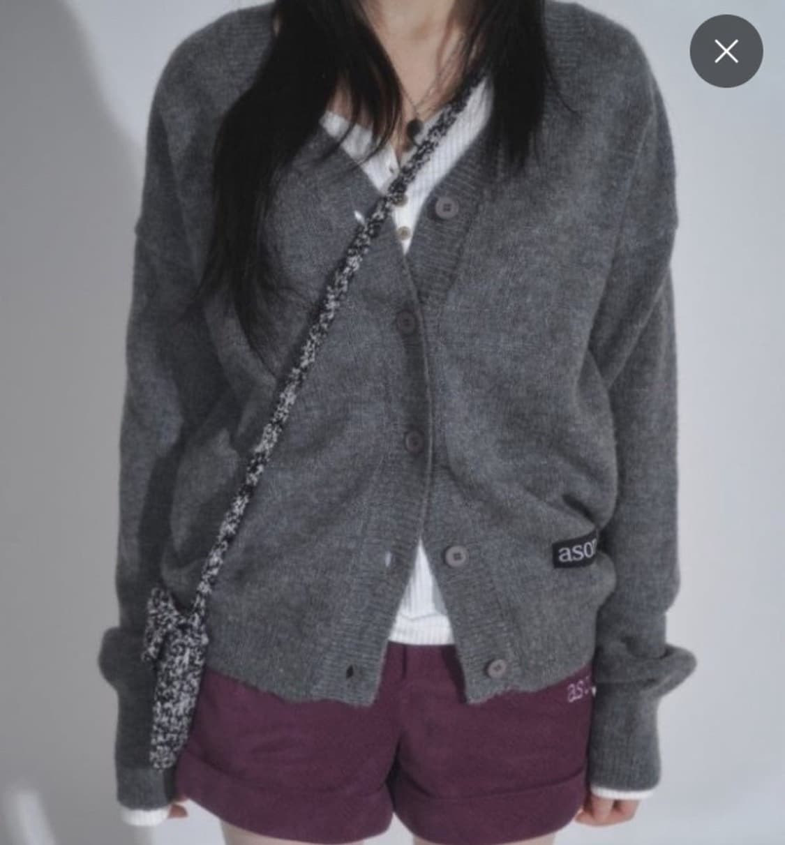 애즈온 단종 가디건 차콜 상품이미지1