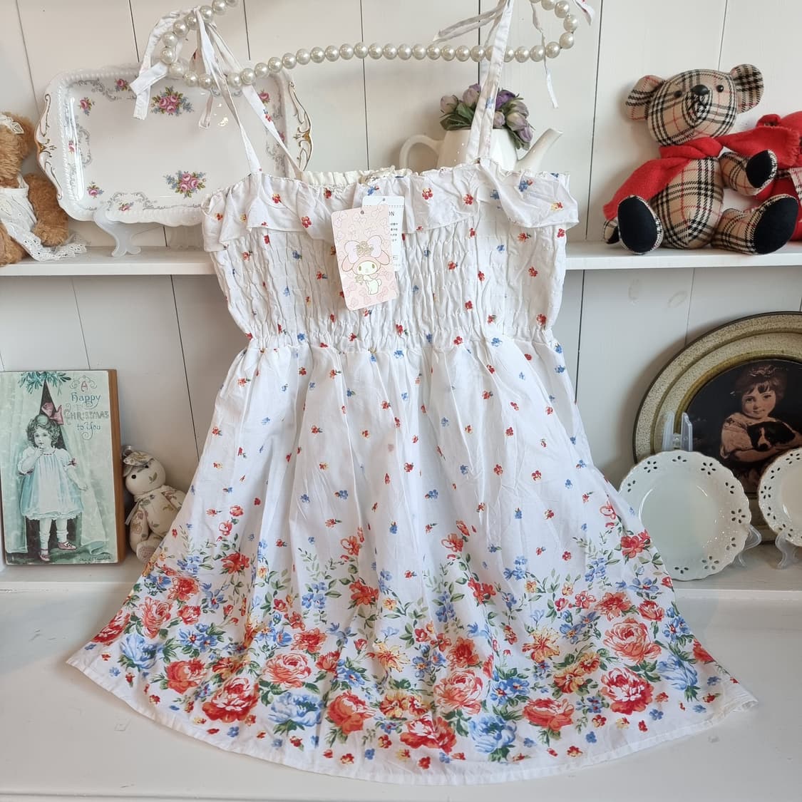 Lizmelo 리즈멜로 플라워 셔링 린넨원피스 상품이미지1