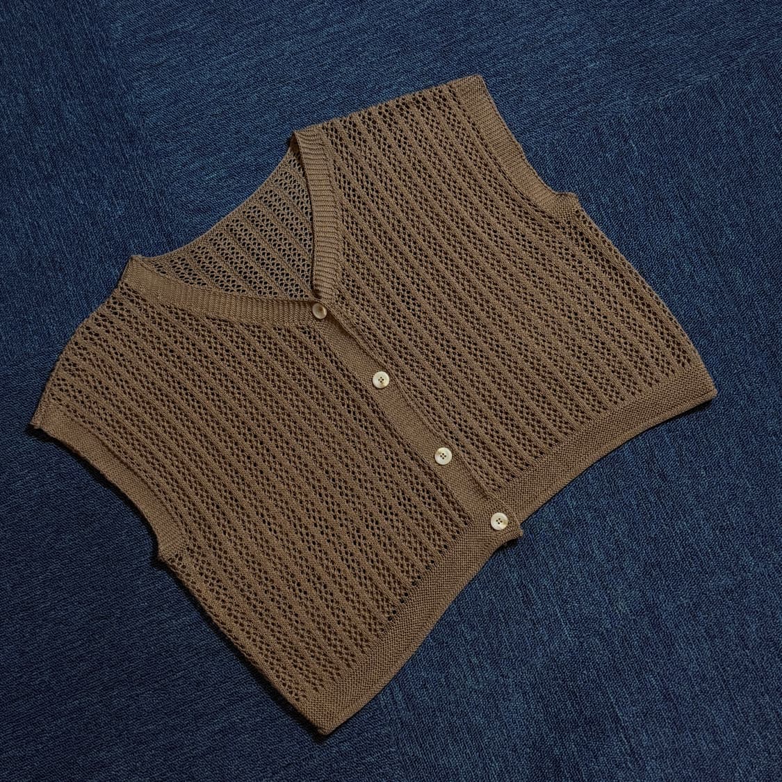 빈티지 브라운 니트 베스트 상품이미지1