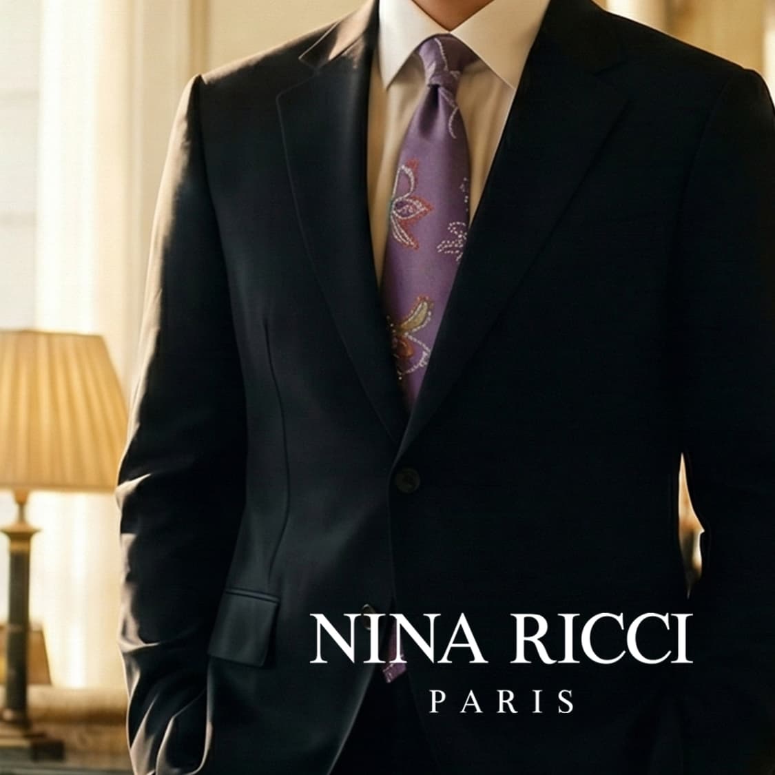 니나리치 실크 퍼플 플로럴 패턴 넥타이 9.8cm A+등급 A19247
 상품이미지1