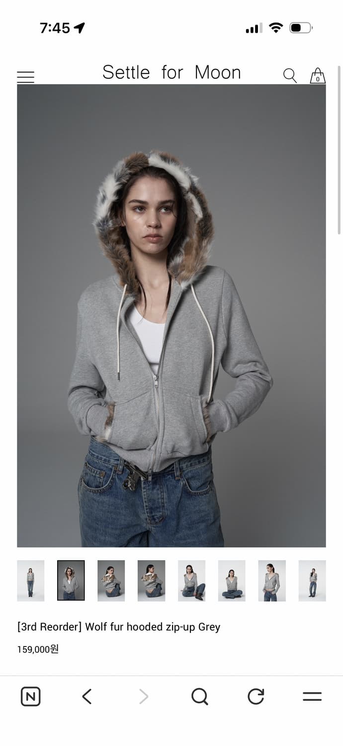 settleformoon 1회착용 새틀포문 퍼 집업 그레이 상품이미지2