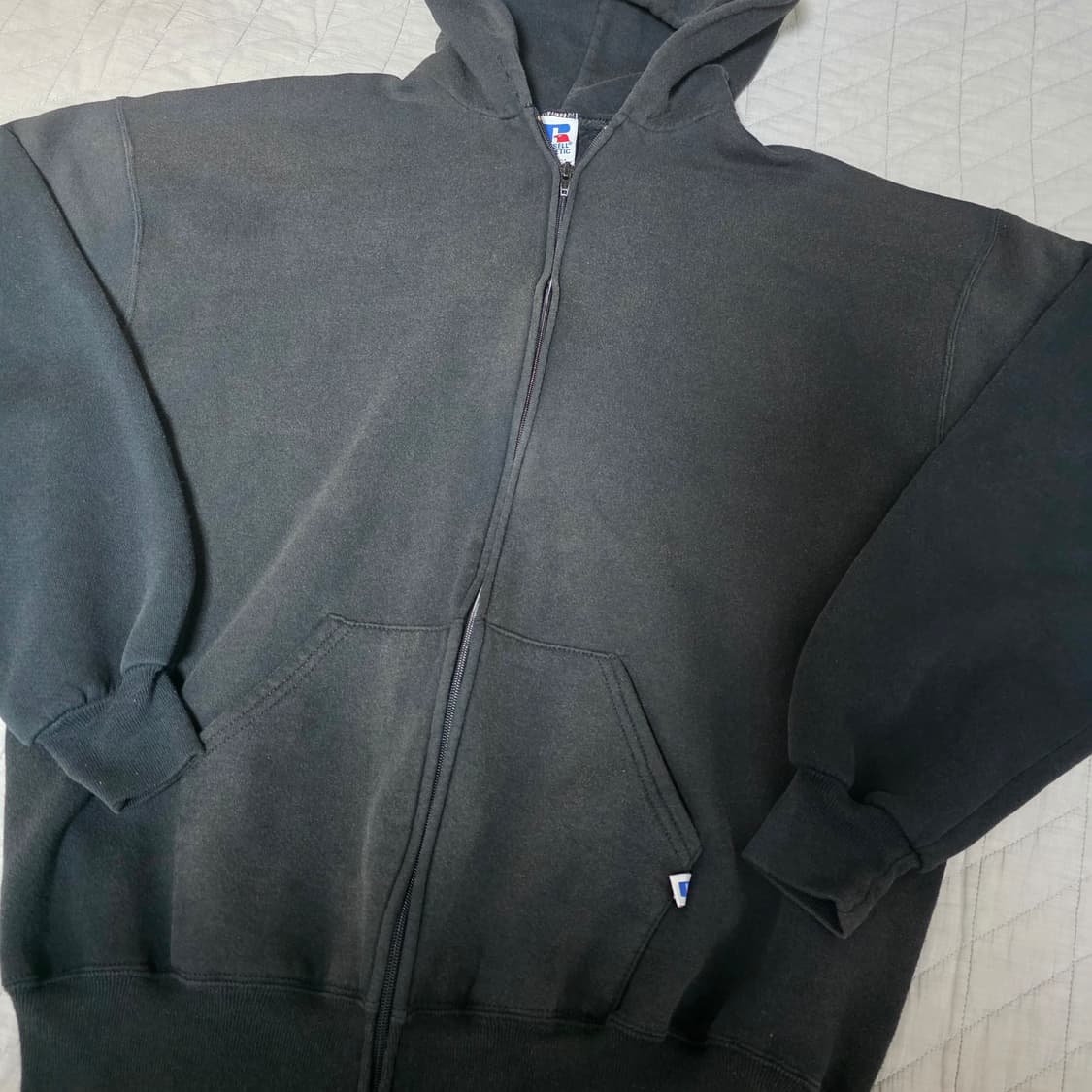 [XL] 90s 빈티지 러셀 애슬레틱 후드집업 블랙 ver.크레이지페이딩 상품이미지2