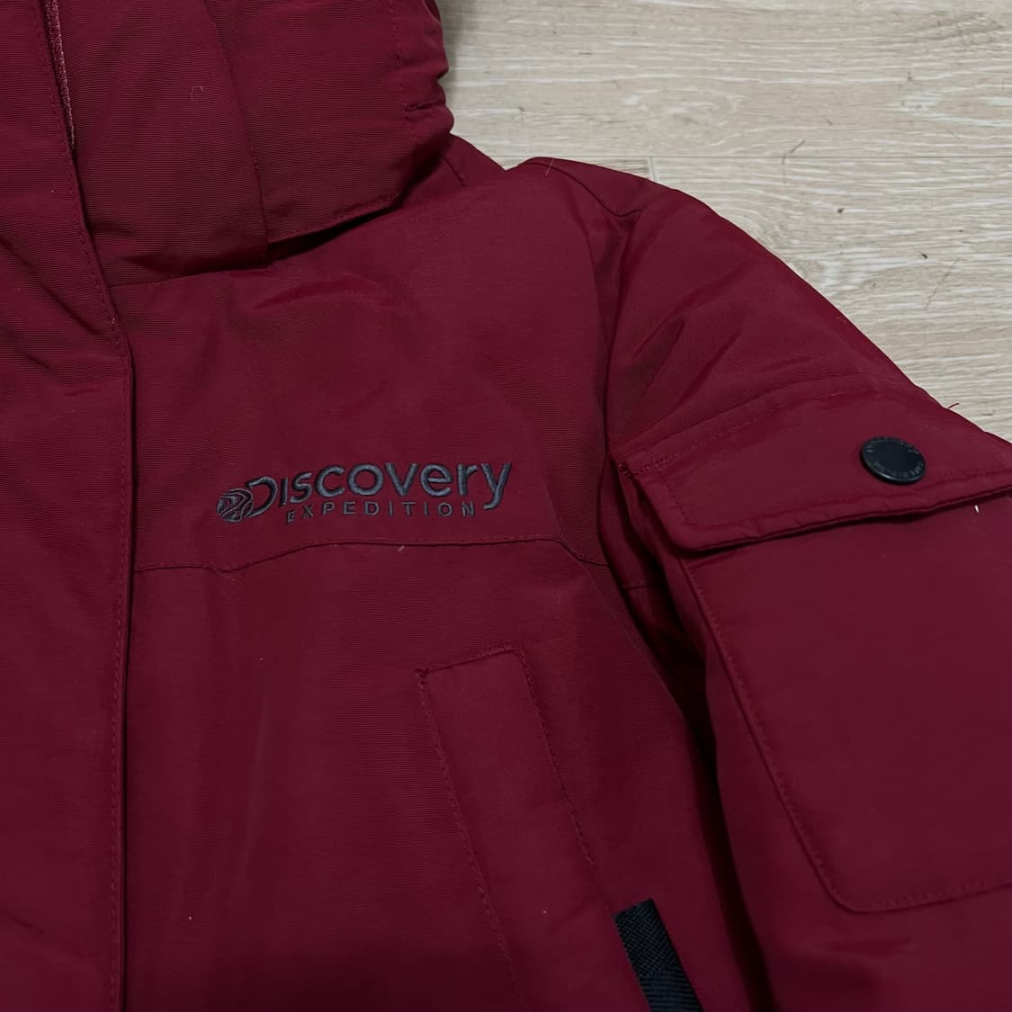디스커버리 여성 구스다운 후드 사파리 패딩 점퍼 [와인] S/90 상품이미지4