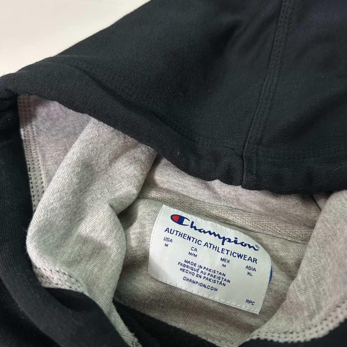 M 100 챔피온 USA 블랙 기본로고 코튼 후드티 상품이미지3