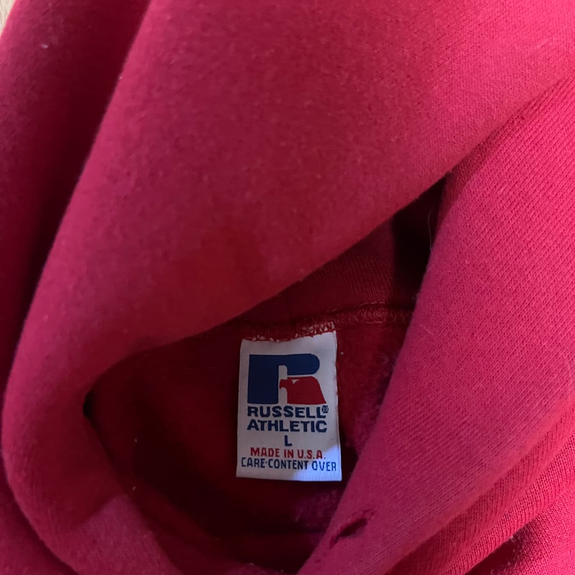 [L] 칸예 90s USA 빈티지 러셀 후드 레드 상품이미지4