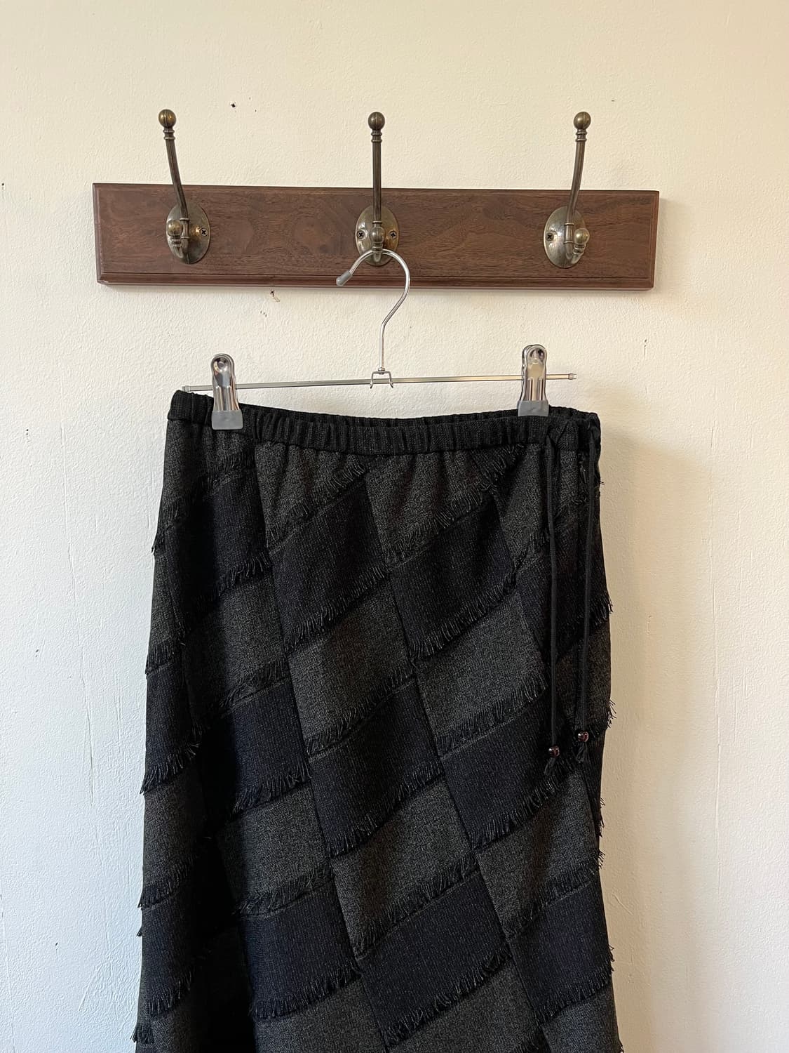 japan vtg 아가일 프릴 롱스커트 상품이미지3