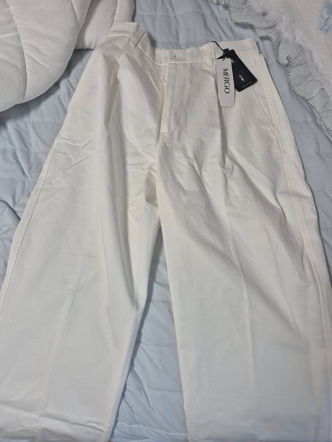 메르고 원턱 와이드 팬츠 아이보리 S (새상품) 상품이미지3