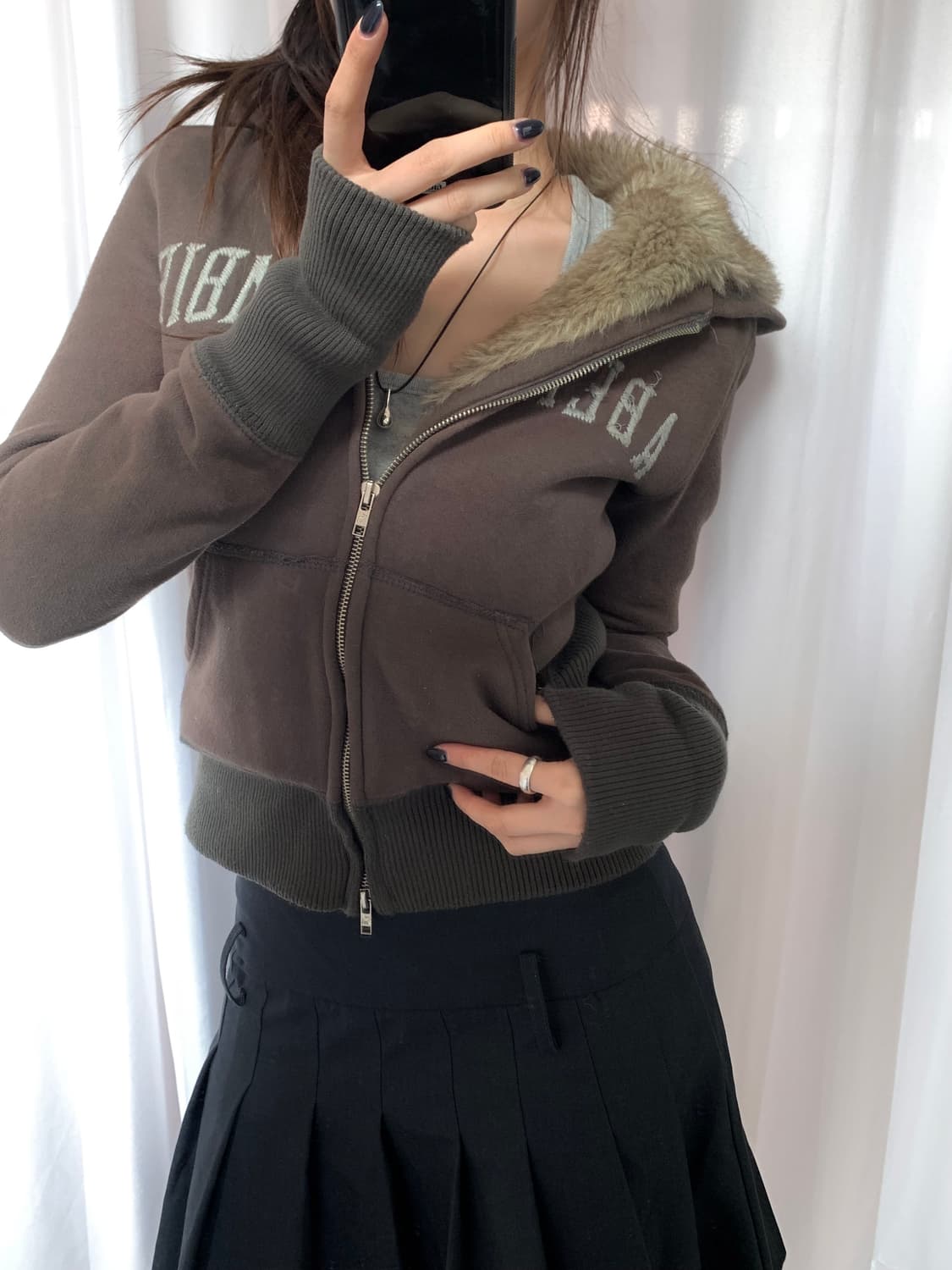 Abercrombie 아베크롬비 브라운 퍼안감 후드집업 상품이미지9